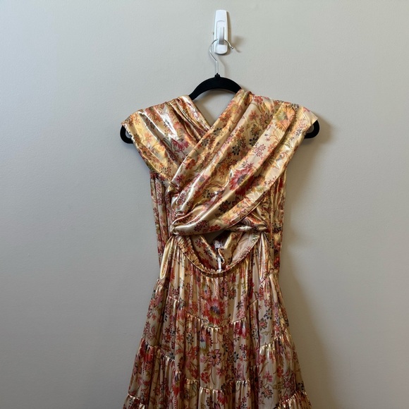 Free People Something Magical Maxi metallic floral bronze wrap top dress - Picture 5 of 12